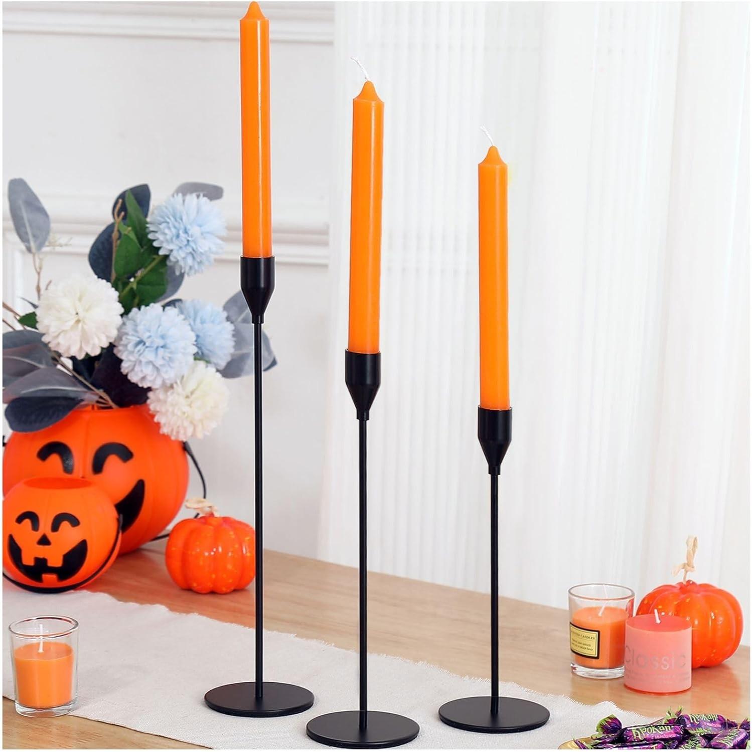 6pcs/3pcs Christmas Candle Holders, High Conical Metal Candle Stands, Modern Table Centerpiece, Party Church Fireplace Decor