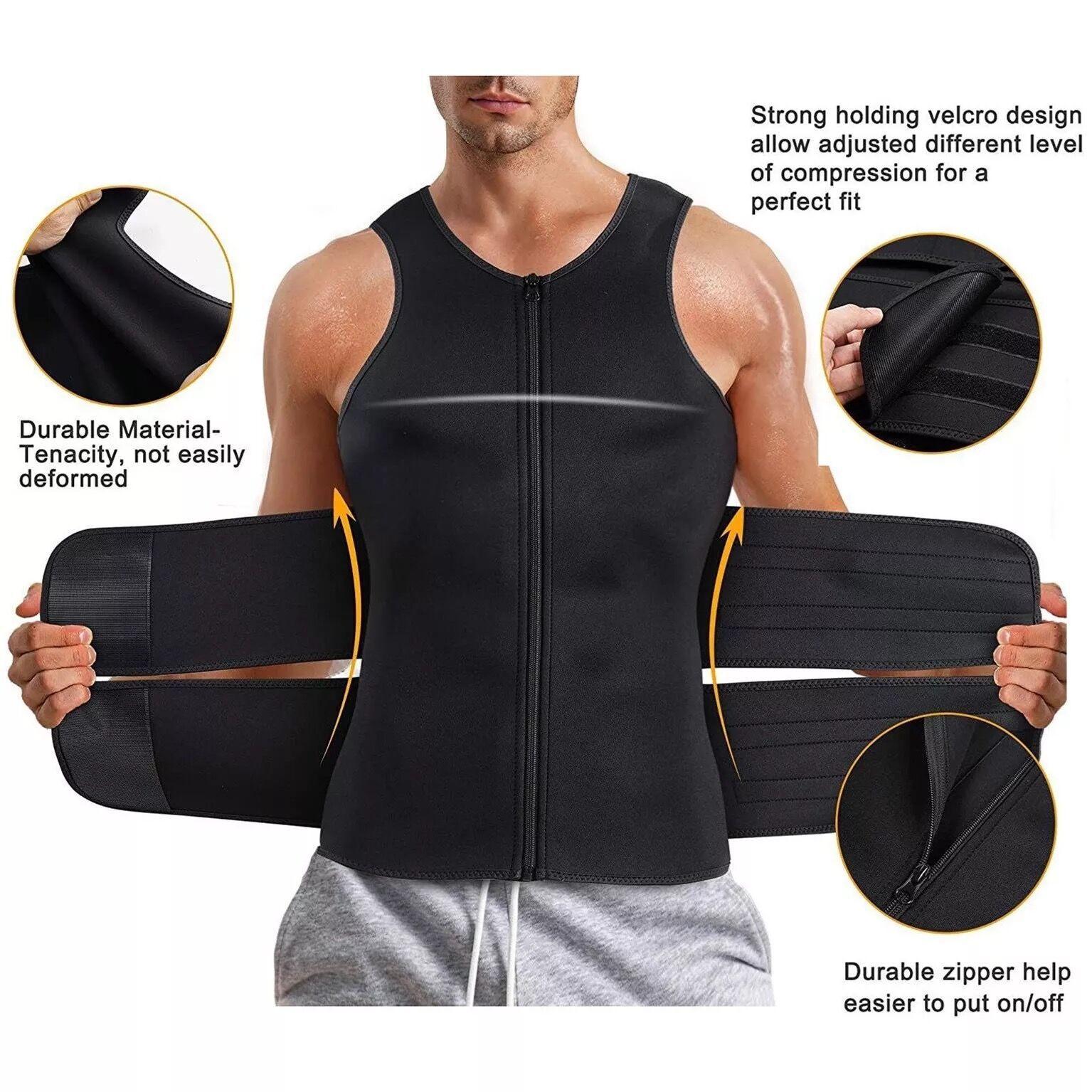 2PCSWaist Trainer Sauna Suit Shirt, Gym & Exercise Compression Vest, Sweat-Boosting Workout Top Sauna Vest, Double Belt Sauna Vest Waist Trainer, Body Shaping Gym Fitness Sweat Abdominal Shaping Tank Top Sports Clothing