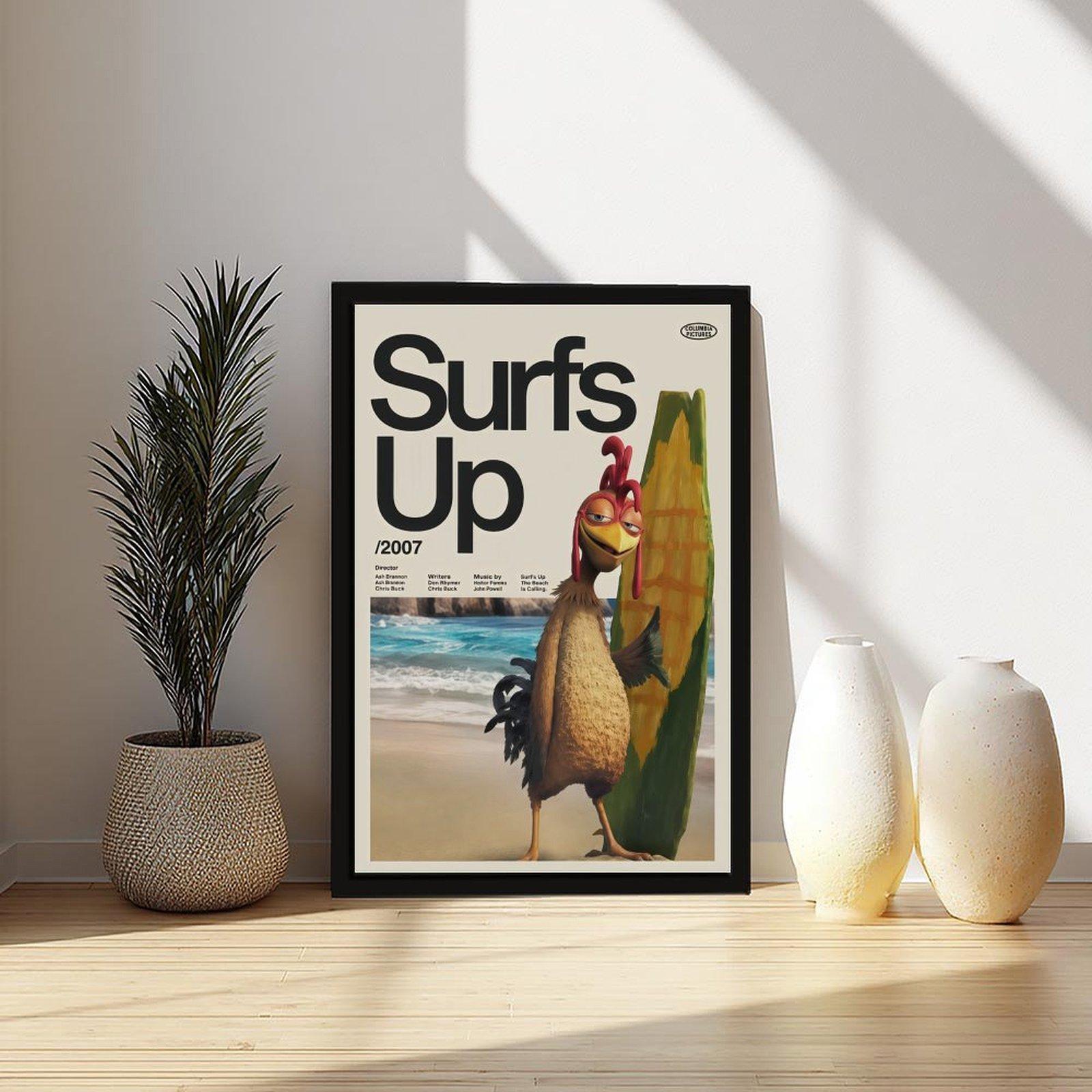 Surfs Up Chicken Joe Print Premium Artwork Film Poster Wall Decor for Room, Canvas Wall Art, Animated Movie Poster, Surfing Character Print, Kids Bedroom Decor, Beach Room Decor, Dorm Wall Art, Gift for Movie Fans