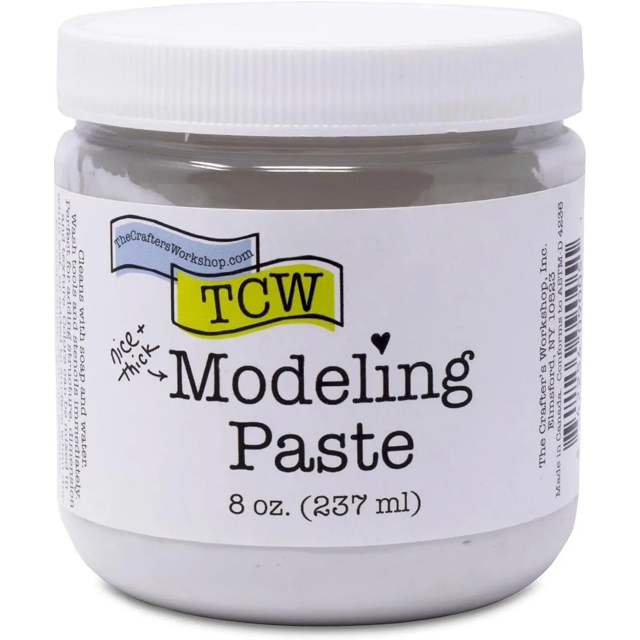 Modeling Paste for Textured Art - Dimensional Paste for Stenciling, Acrylic Painting - White - 8 oz Jar