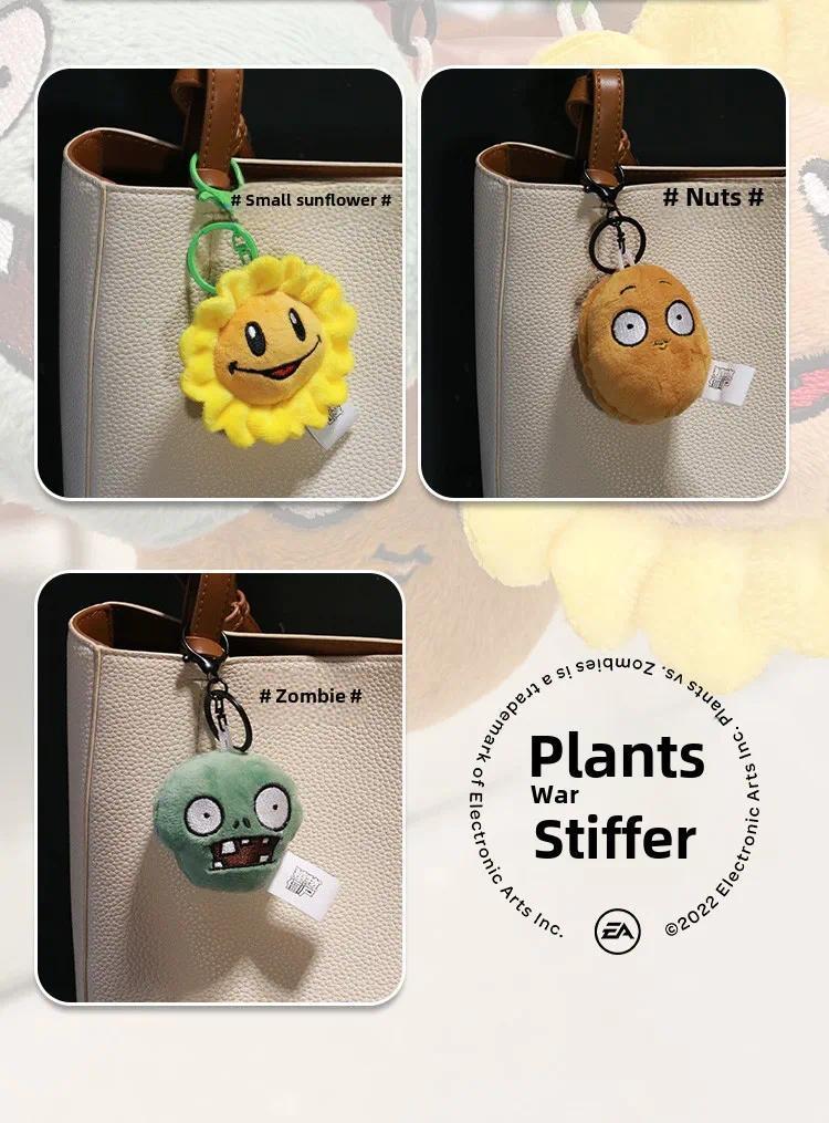 Plants vs Zombies Unisex Soft Plush Doll Toy Figures - Sunflower, Peashooter, Nut Designs - Cell Schoolbag Pendant, Keychain, Teens' Holiday Gifts