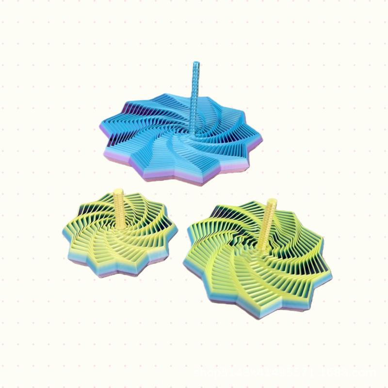 3D Printed Carrot Tower Hexagonal Spiral Stress Relief Toy with Handle, Finger Star Shape Puzzle Gift, Relaxing Handheld Ornament