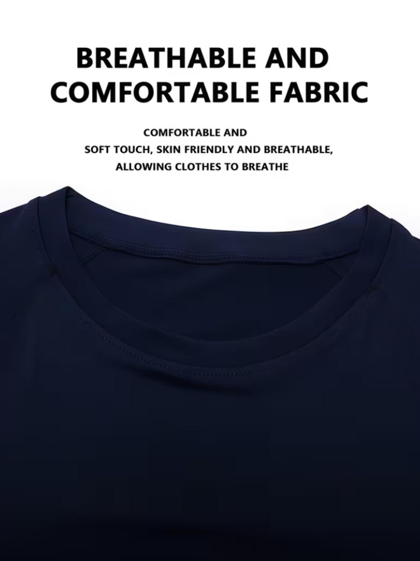 Men's Short Sleeve Sporty Tee, Quick-Dry Breathable Moisture-Wicking, Humble Pattern, Ideal for Gym, Running, Boxing, Outdoor Activities