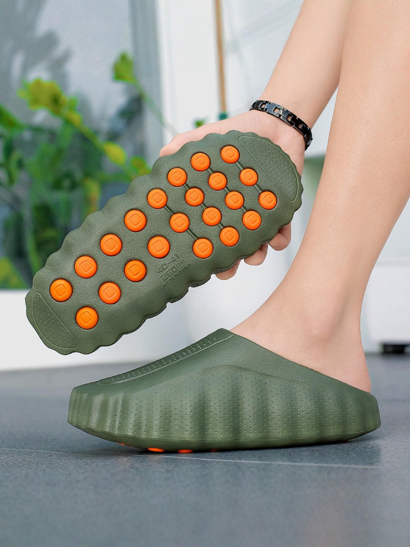 Men's Trendy Outdoor Sports Sandals, Unisex Massage Beads Design, Height Boost Anti-Slip, Fashionable Home Gym Shoes