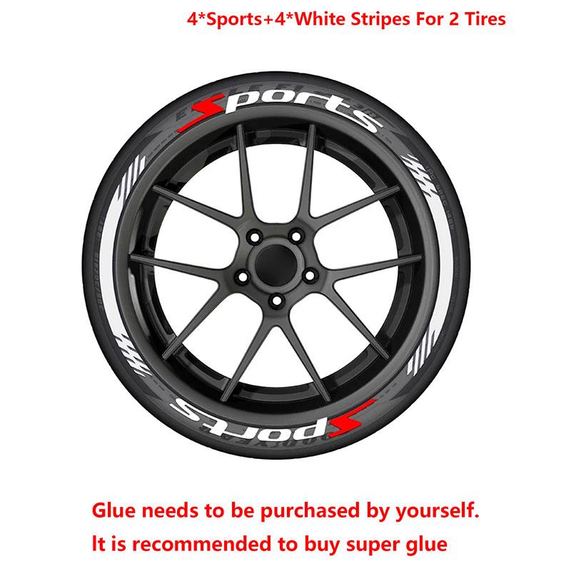 4pcs/Pack Sports Tire Letter Sticker, Tire Modification Decorative Letter Stickers Car Auto Accessories For Car Motorcycle (glue and accessories not included), Wheel Decal, Rim Decals