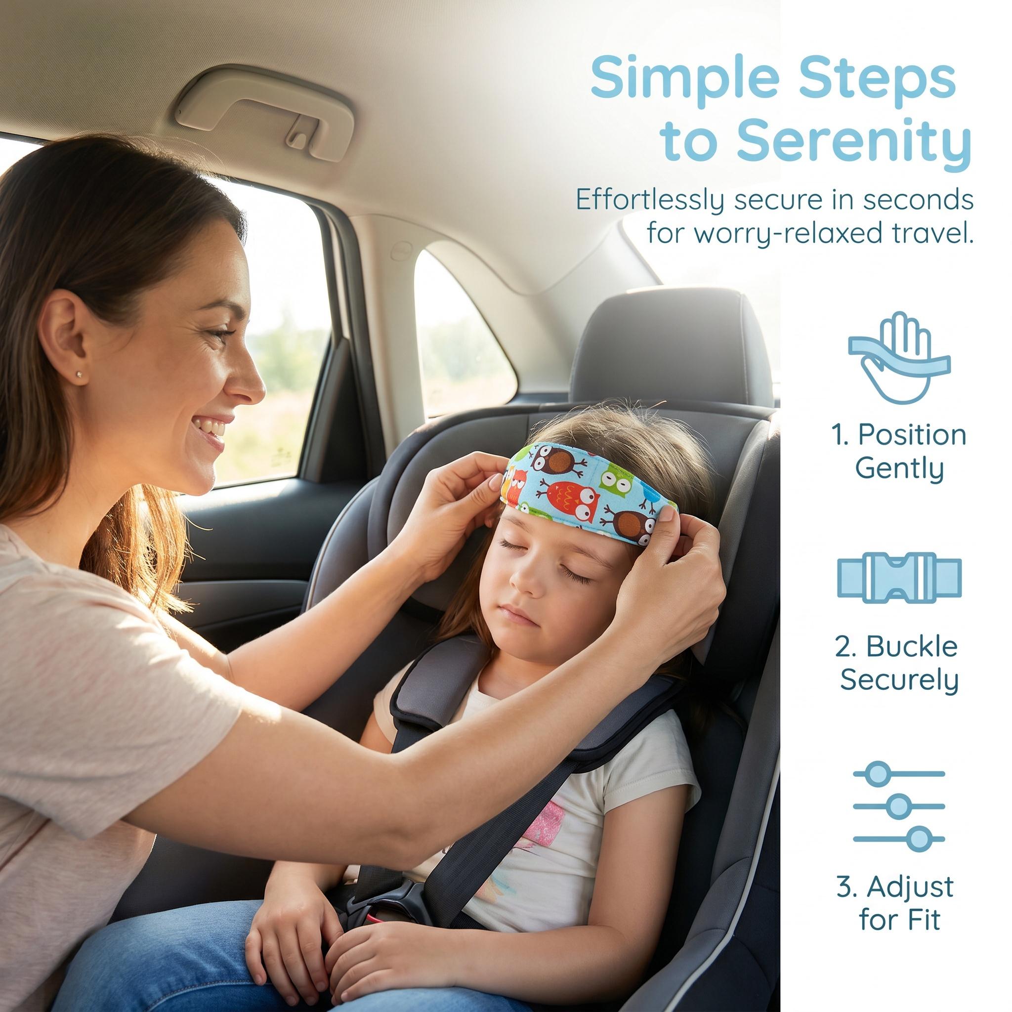 Cute Cartoon Soft Car Headrest Sleep Belt, Adjustable Safety Sleeping Strap for Car Seats, Creative Car Interior Accessory (1 pc)-YY0