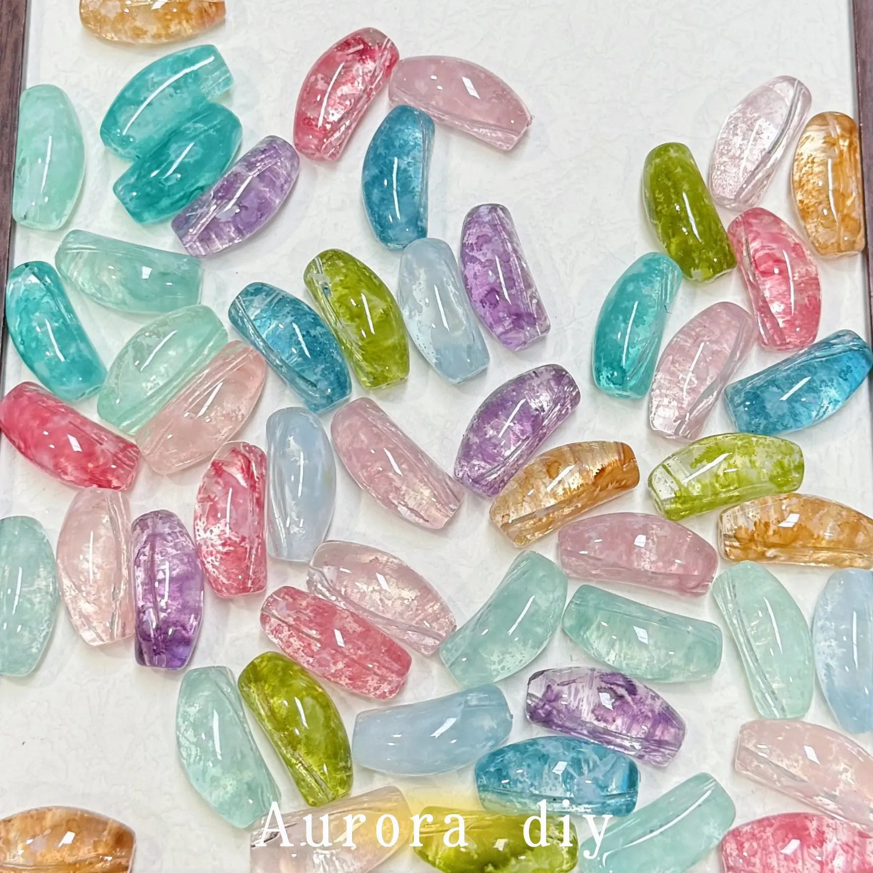 [NEW]Glass-Multicolor Curved Tube Glass Beads For DIY Bracelet Necklace Jewelry Making Craft Supplies