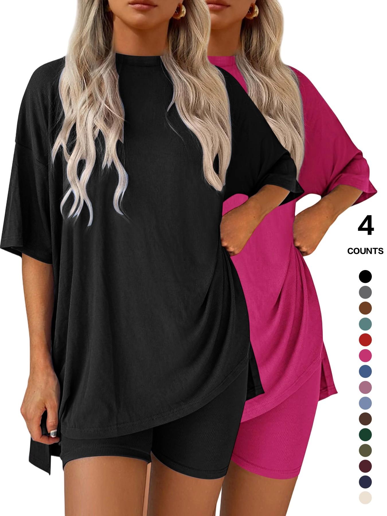 Lounge Set Cozy Mama Set, Women 2 Piece, Oversized Crew Neck T-Shirts for Comfort and Style