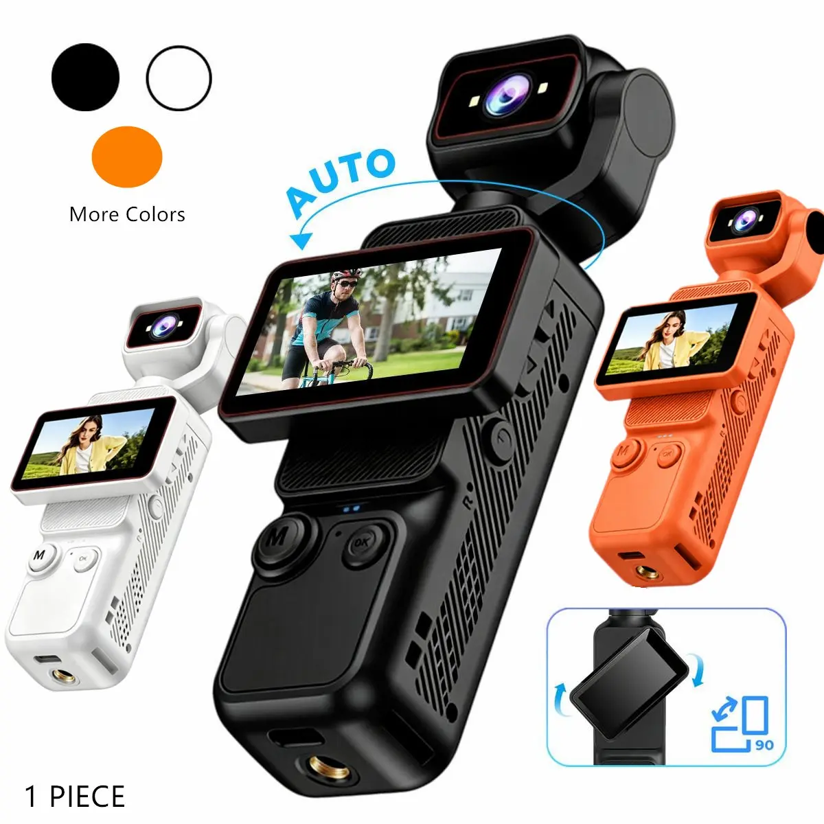 HD Pocket Action Camera, WiFi Connectivity, Vlogging Camera, Compact Vlog Camera for Beginners, Spare battery, 6X Digital Zoom, one-button recording for travel and daily moments