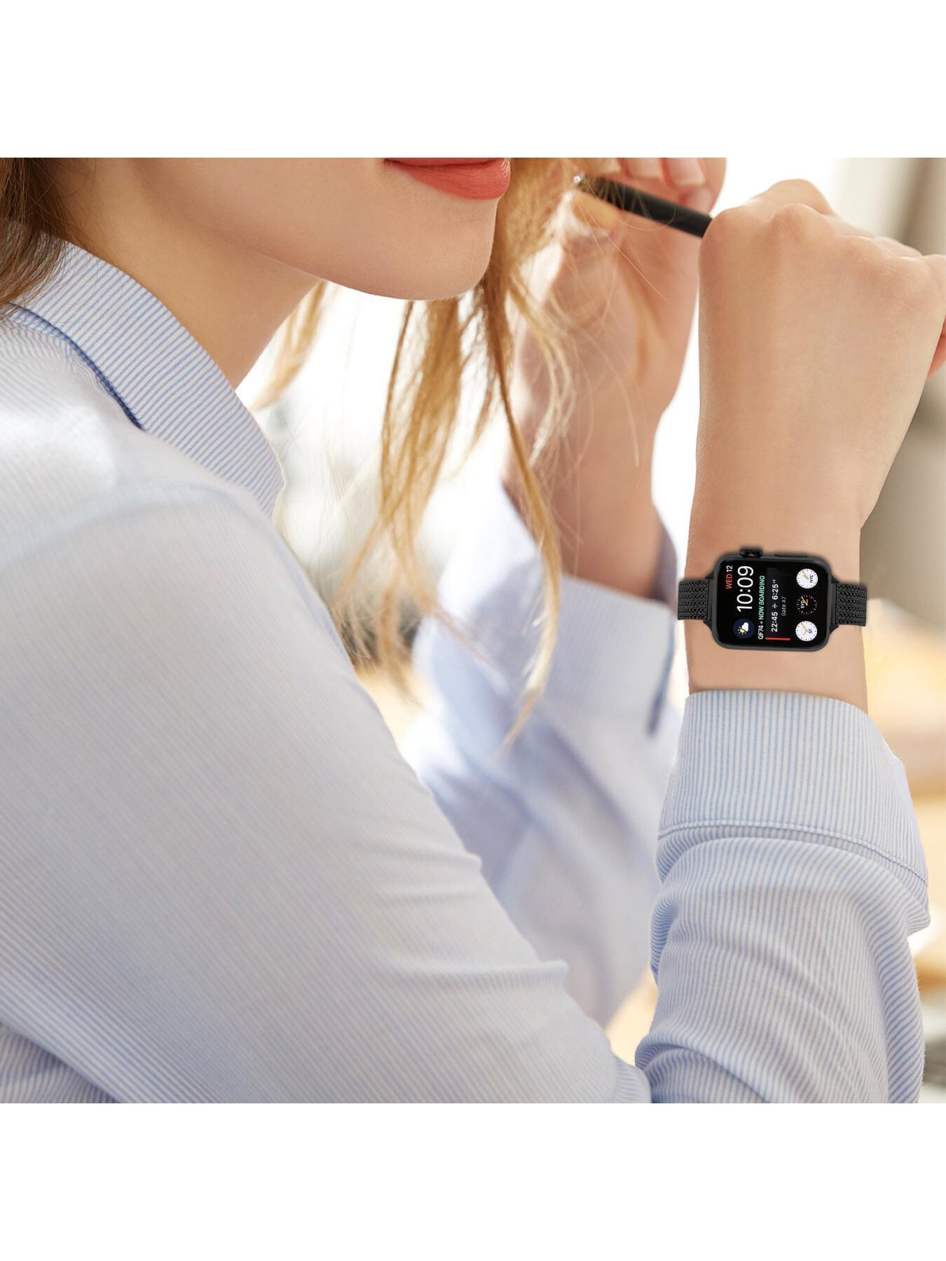 New strap compatible with Apple 1st to 11th generations, herringbone pattern magnetic folding clasp strap for Apple Watch Ultra