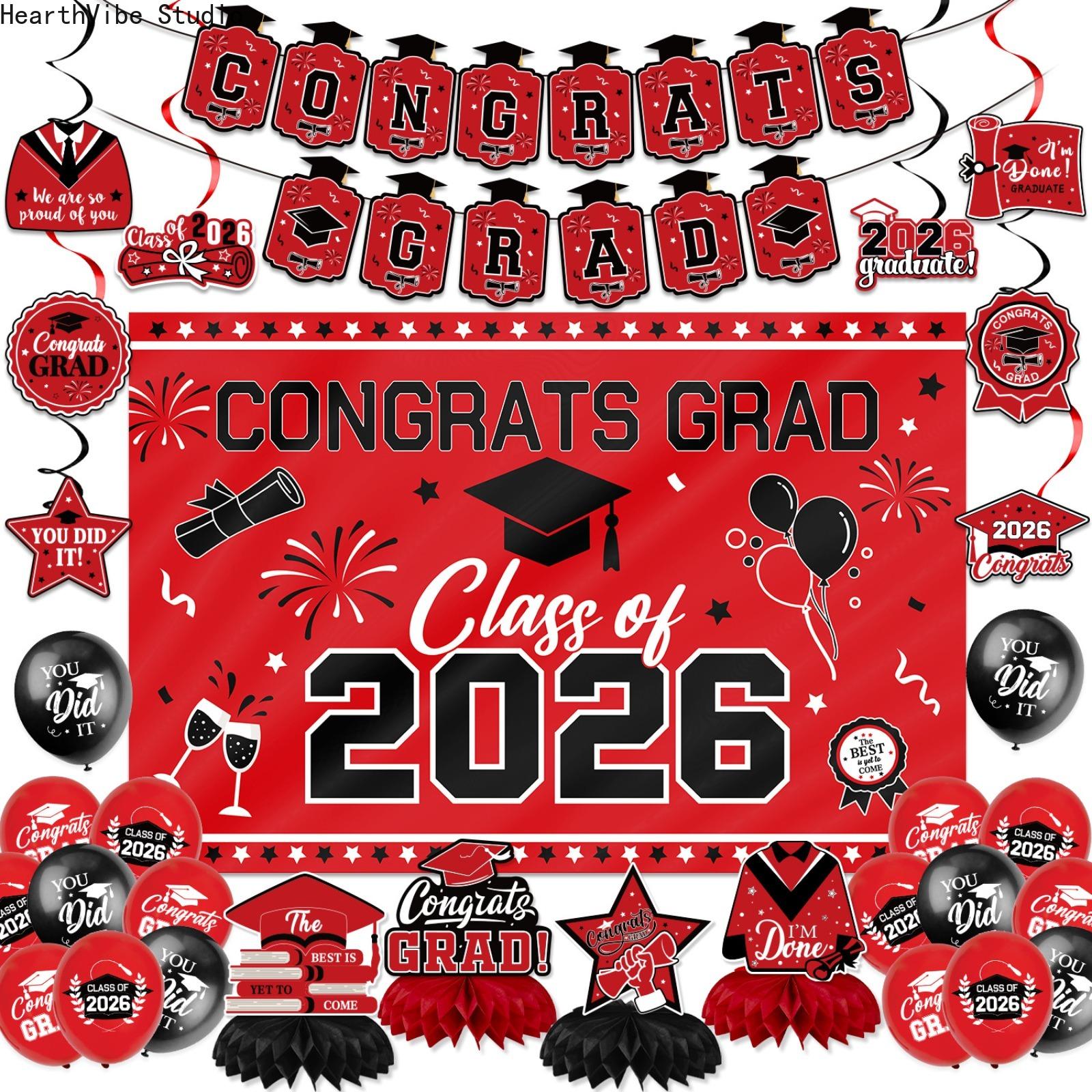2026 Graduation Decorations Set, Complete Black & Gold Kit with Backdrop & Balloons, Elegant Congrats Banner for High School, Aesthetic Supplies for Home, Summervibes Edition, Graduation Decorations 2026 2026 Graduation Decorations Set, Complete Black & Gold Kit with Backdrop & Balloons, Elegant Congrats Banner for High School, Aesthetic Supplies for Home, Summervibes Edition, Graduation Decorations 2026