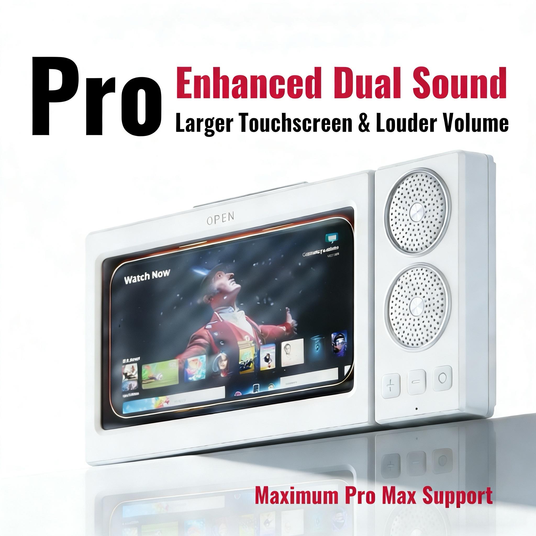 Waterproof box speaker, bathroom waterproof 360 ° rotating touch screen, Bluetooth speaker, watch movies, listen to music, phone holder Bluetooth speaker audio shower TV holder, swimming pool, kitchen, bathroom, sink