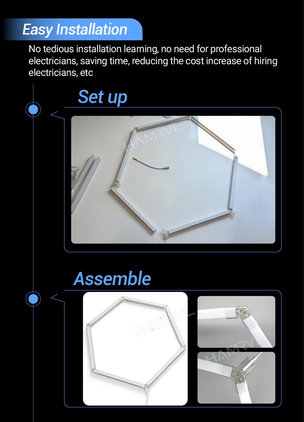 Adjustable Hexagonal LED Hive Light, 3 Color Tunable 3000k-6000k, Ideal for Garage, Barber Shop, Gym, Ceiling Mount, Bulb Included Adjustable Hexagonal LED Hive Light, 3 Color Tunable 3000k-6000k, Ideal for Garage, Barber Shop, Gym, Ceiling Mount, Bulb Included