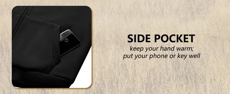 ZITY Men's Black Full-Zip Hoodie with Sherpa Lining Heavyweight Fleece Winter Jacket for Comfortable Warmth Casual Long Sleeve Tops