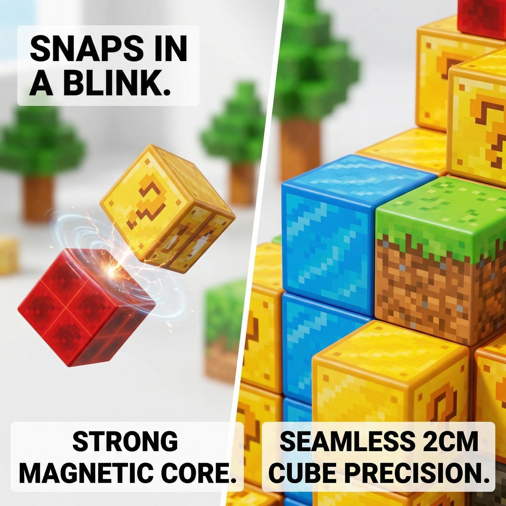 Magnetic Blocks-500pcs Set | STEM Montessori Sensory Magnetic Building Blocks in Random Assorted Styles | Large Magnetic Tiles, Magnet Cubes for 3D Spatial Thinking | Creative Construction Christmas Birthday Gift for Kids 3-8