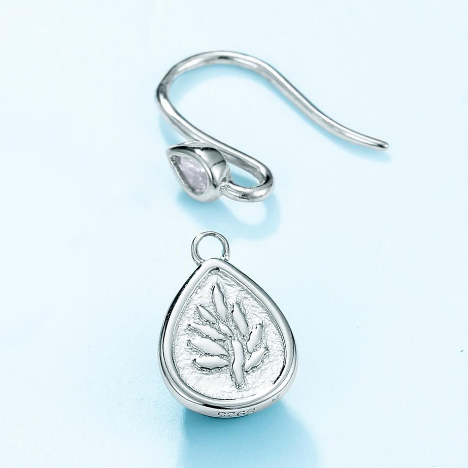 925 Sterling Silver Pear Drop Natural Moss Agate pierced earrings Anniversary Elegant