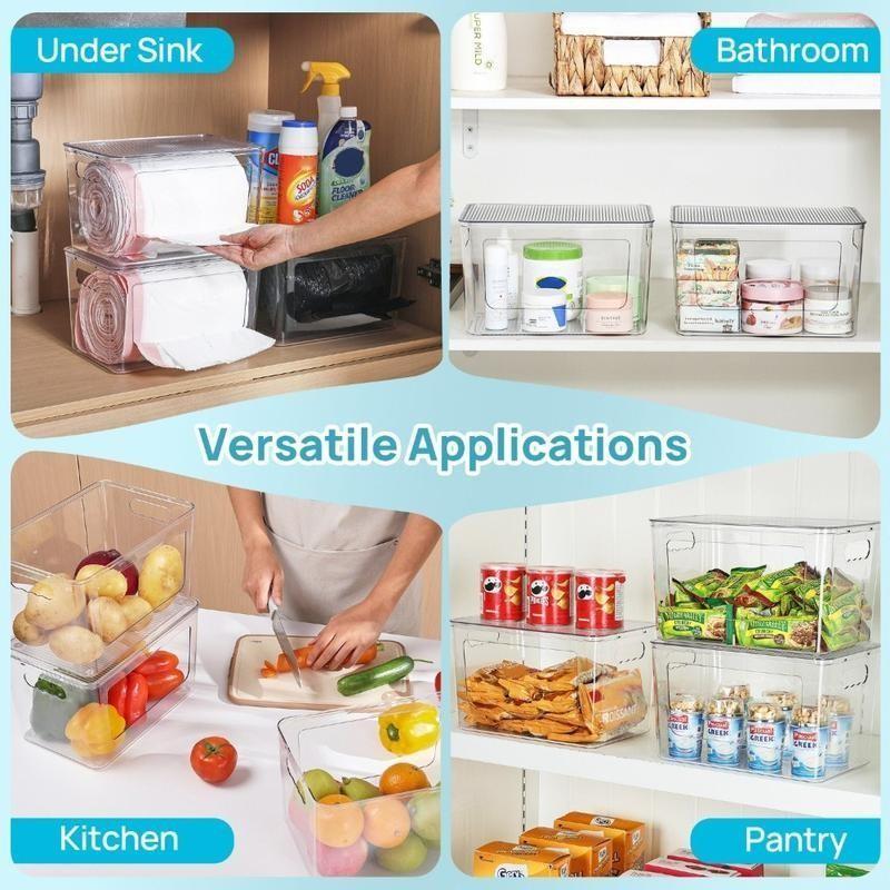 Transparent Storage Box, Stackable Trash Bag Dispenser, Plastic Trash Bag Rack for Kitchen Sink & Laundry Room, Multifunctional Storage Bin