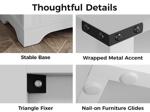 RoyalCraft Large Nightstand with Charging Station, White End Table with Drawer, Tall Bedside Table with Large Storage Room and Shelf, Wooden Table for Bedroom, Living Room