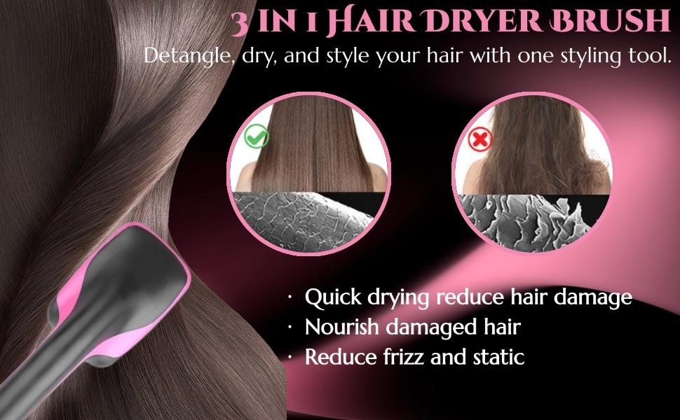 【2026】3 in 1 One Step Hair Dryer and Styler, Hair Dryer Brush ,Blow Dryer Brush in One, Negative Ion Hair Straightener ,Hot Air Styling Tool for Straightening Drying Smoothing,Hair Drying & Styling, Black