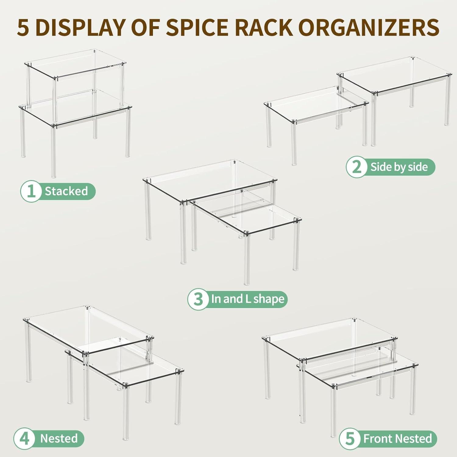 Transparent Acrylic Storage Rack, Stackable Shelf Organizer, Kitchen Cabinet Spice Box Holder, Office Desk Top Organizer, Home Gift Choice
