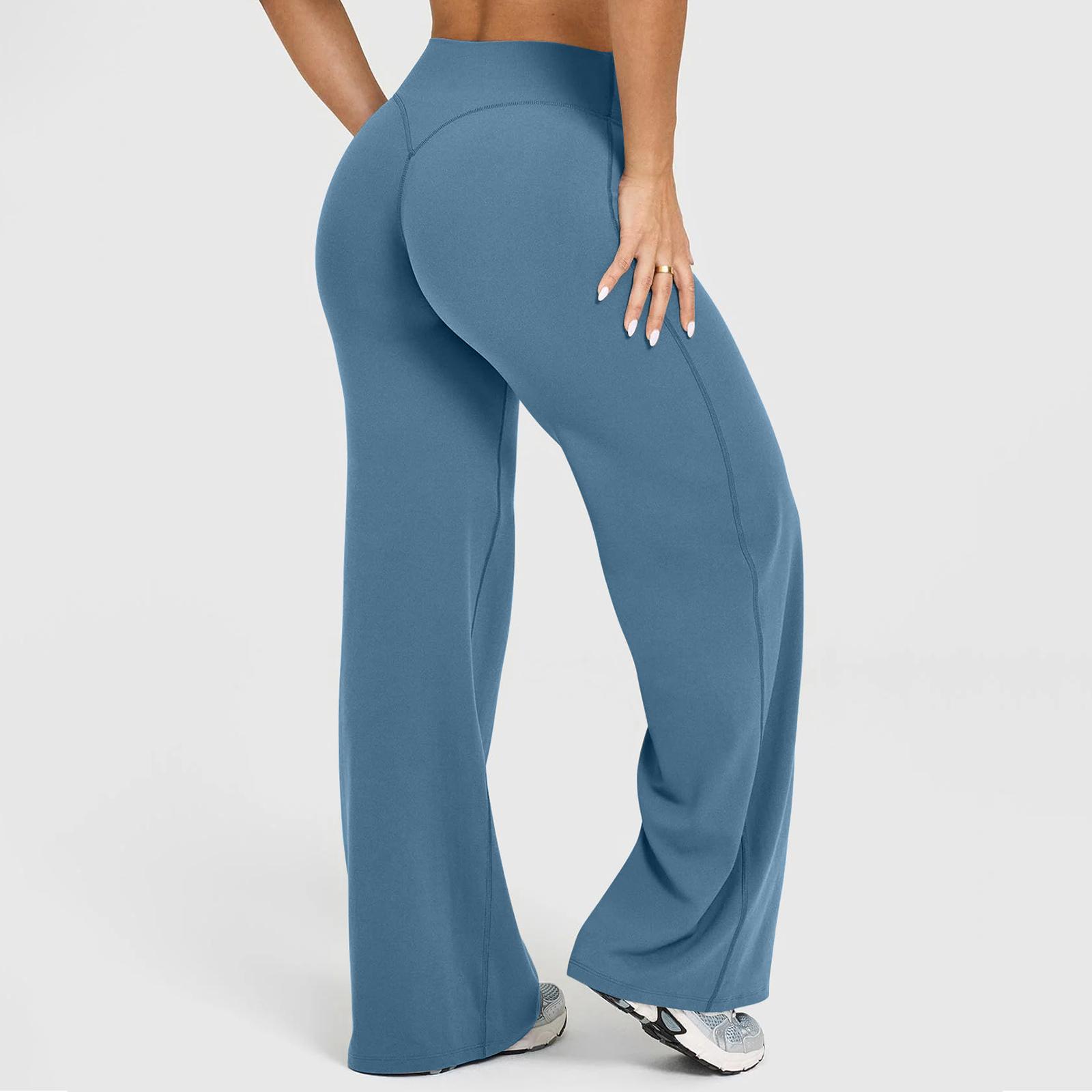 RICH BRIA Women‘s Casual Pants - High Waisted Loose-Fitting Wide Leg Yoga Pants - Comfortable & Elastic Soft Pants with Stretchy Material - Straight Leg Hem