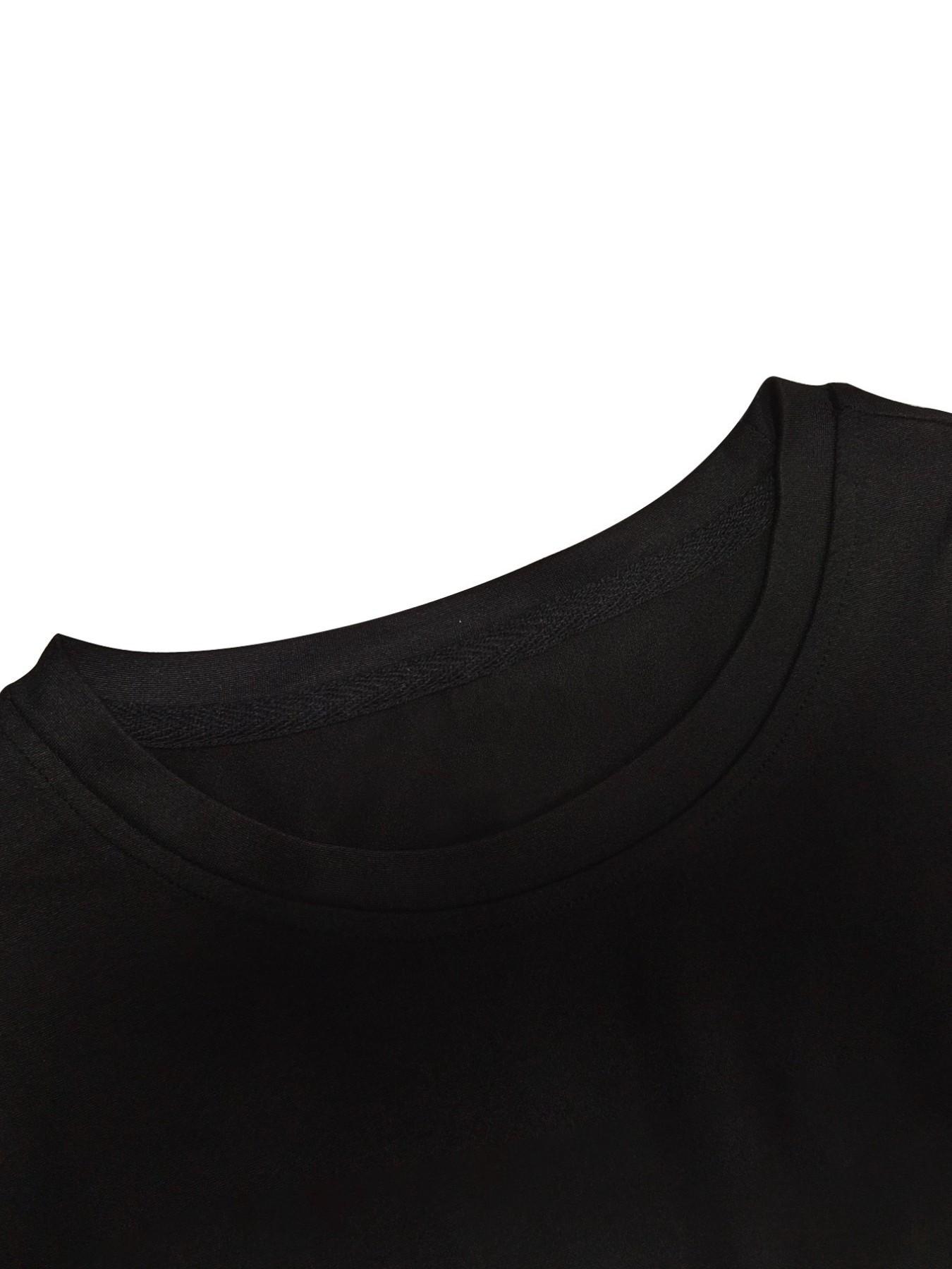 Men's Outdoor Sporty Short Sleeve T-Shirt, Letter Print Round Neck, Fitted Long Top, Casual Style, Two Pieces Set