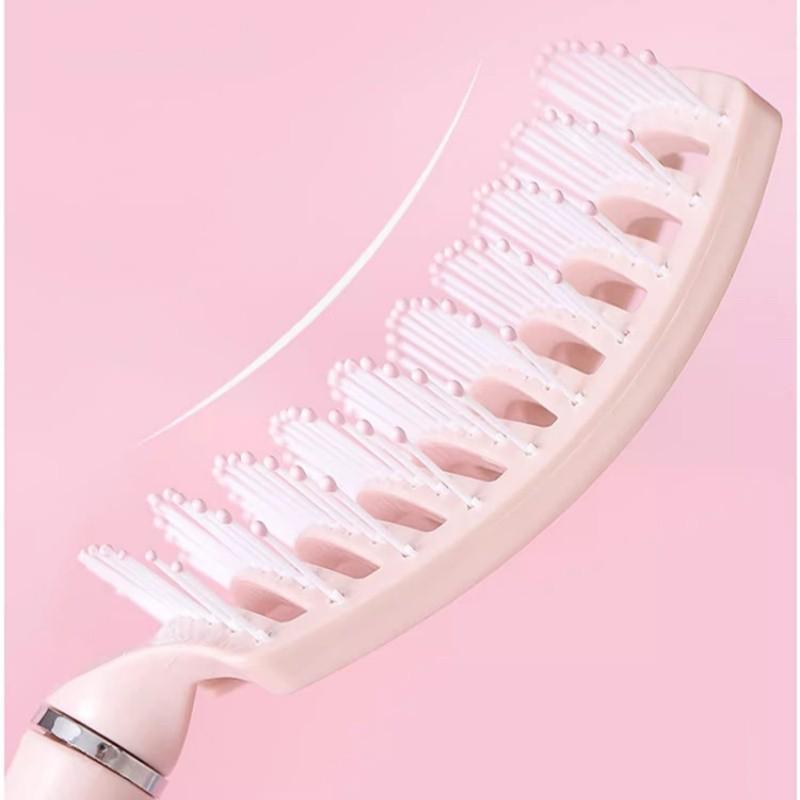 Large Cushion Hair Brush Backcombing Volumizing Styling Tool Vent Brush for Long Hair Curly Hair Massage Scalp Large Curved Comb Multipurpose Easy Voluminous Hairstyle Comfortable