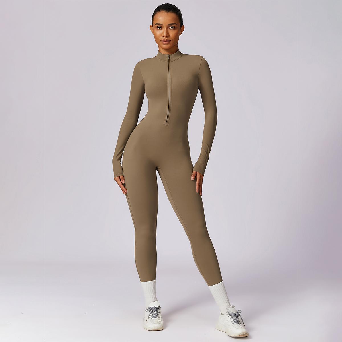 MASKERT Women's Long Sleeved Tummy Control Jumpsuit Comfortable Skin Friendly Stretchable Activewear for Workout Gym SpringStatements