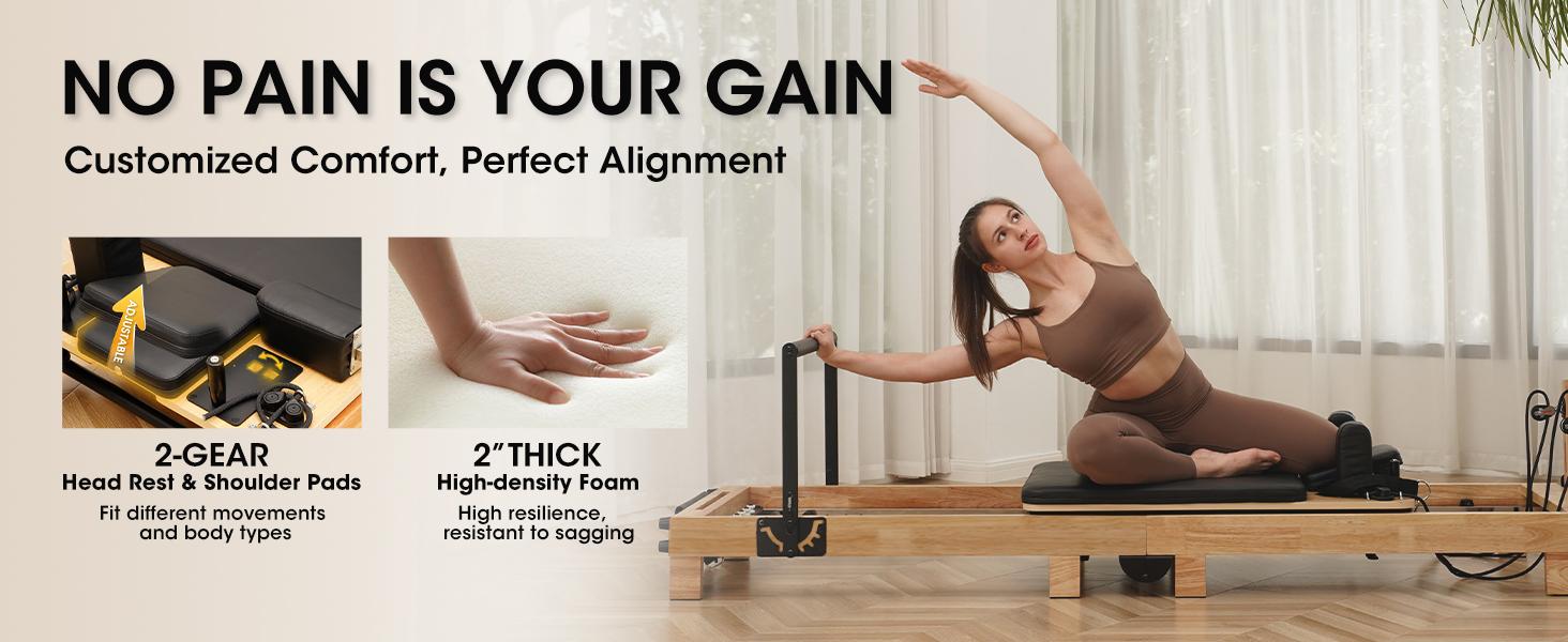 [2 packages shipping] PAETA Wooden Foldable Pilates Reformer Machine with Springs, Home & Studio Pilates Equipment with Sitting Box, Jump Board & Accessories