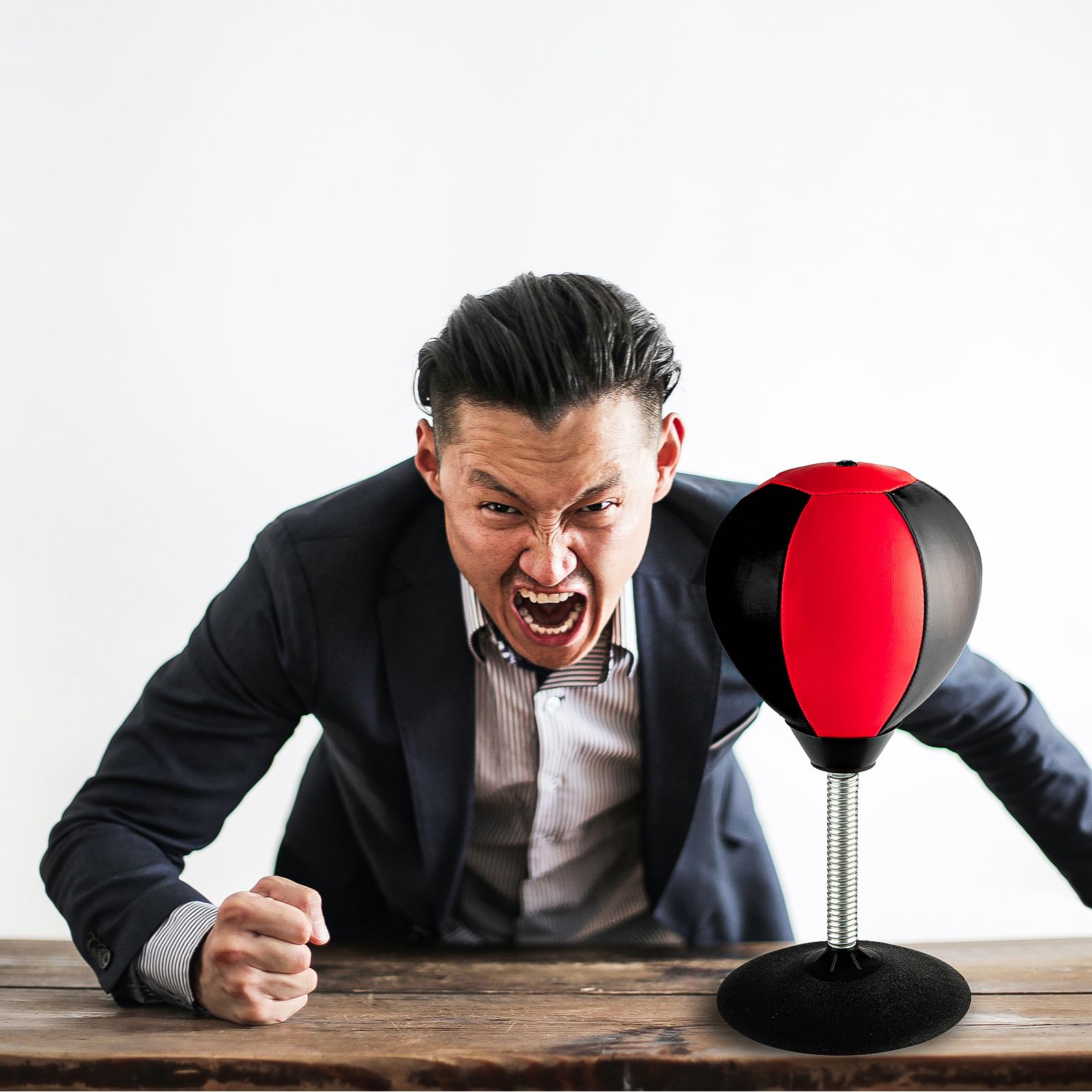 A high-quality PU leather desktop boxing speed reaction ball set: comes with suction cups and a pump, a stress-relieving and venting sandbag, suitable for beginners and enthusiasts to exercise at home Inflatable punching bag