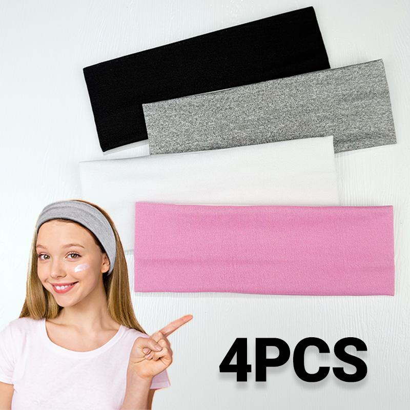 4 Pieces Minimalist Sporty Solid Color Hair Band, Elastic Wide Headbands - Solid Color Headscarf Style, Elastic Yoga And Exercise Straps, Summer 2024 Hair Accessories for Women & Men, Yoga Headbands | Casual Headwear | Elastic Fabric