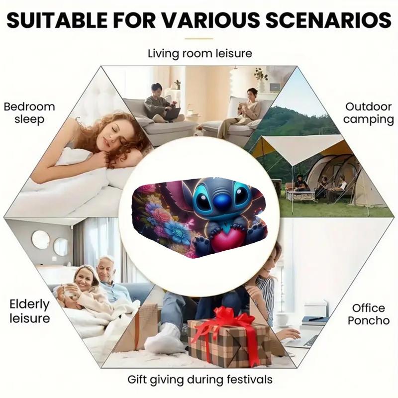 Dreamy Neon Stitch Heart Bouquet Flannel Blanket, Dark Base, Neon Light Effect, Blue Rose Hearts, Butterfly Decor, Holiday Gift Dreamy Neon Stitch Heart Bouquet Flannel Blanket, Dark Base, Neon Light Effect, Blue Rose Hearts, Butterfly Decor, Holiday Gift