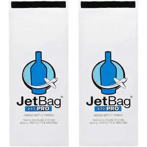 JetBag PRO Protective & Absorbent Wine Bag - Triple Layer, Triple Seal, Absorbs 750 ml - (2 Pack, Bold Design) - Professional