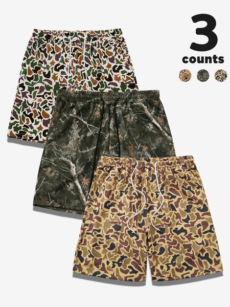 Men's Camo Print Shorts, Regular Fit Casual Street Shorts for Summer, Men's Bottoms for Daily Wear, Camouflage Shorts, Casual Streetwear Shorts