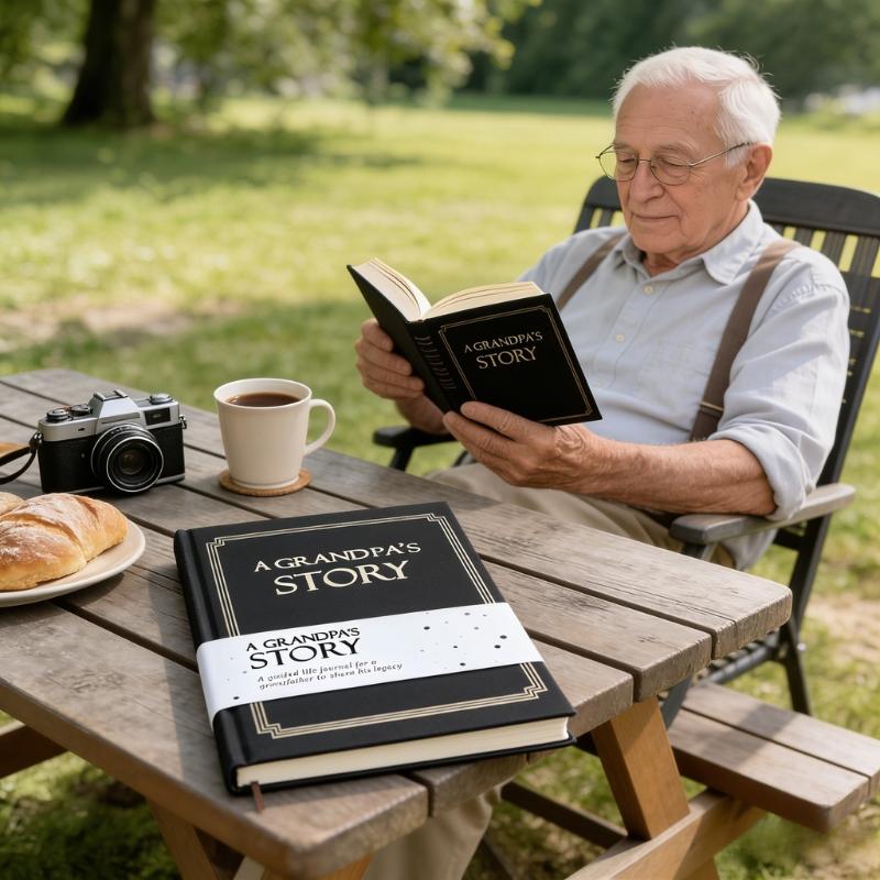 Grandpa's Life Story Diary Hardcover Edition, Meaningful Memorial Gift, 250 Guiding Questions, Perfect for Father's Day, Grandparents' Day, Birthday, Christmas