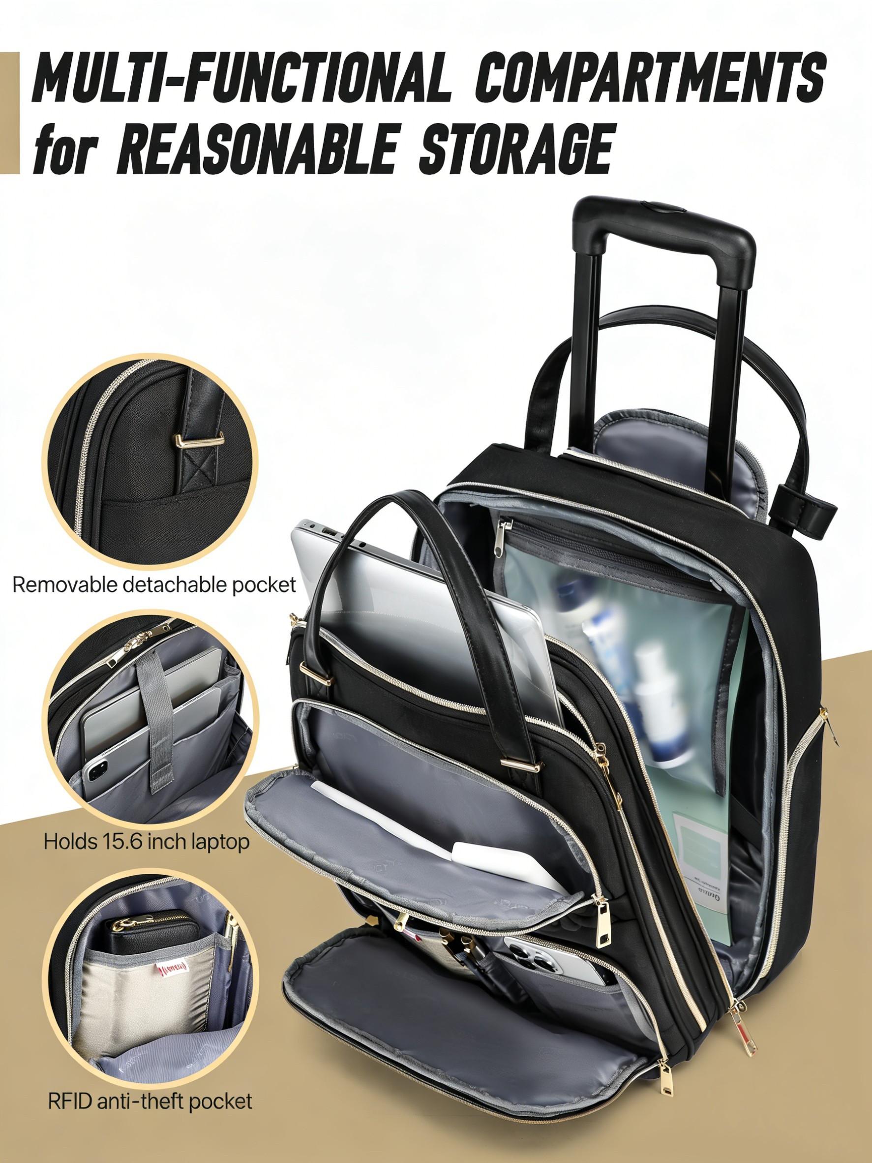 Women's Multifunctional Commuter Luggage Bag, Airplane Carry-On Suitcase, Durable Travel Backpack, Ideal for Business & Daily Use