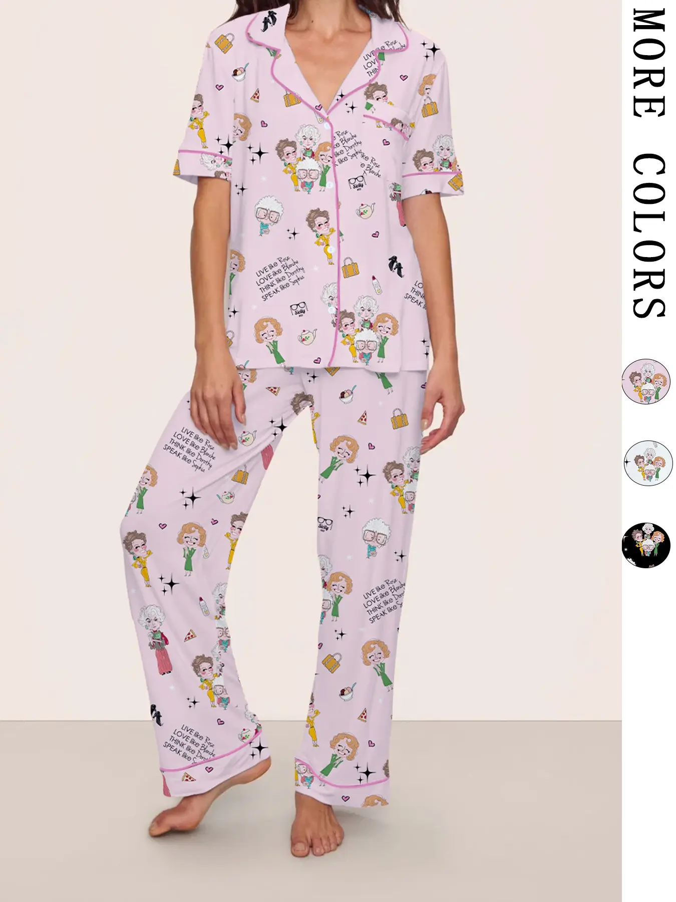 The Golden Girls Pajama Set, All over Print, Fitted, Casual Style, Comfortable Sleepwear, Party Gift, Home Wear, All Seasons