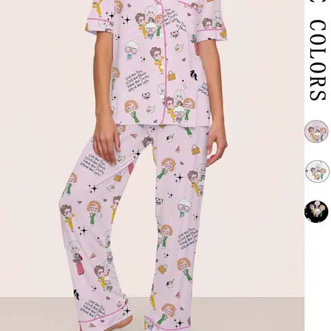 The Golden Girls Pajama Set, All Over Print, Fitted, Casual Style, Comfortable Sleepwear, Party Gift, Home Wear, Lounge Wear Set for All Seasons, Matching Pajamas