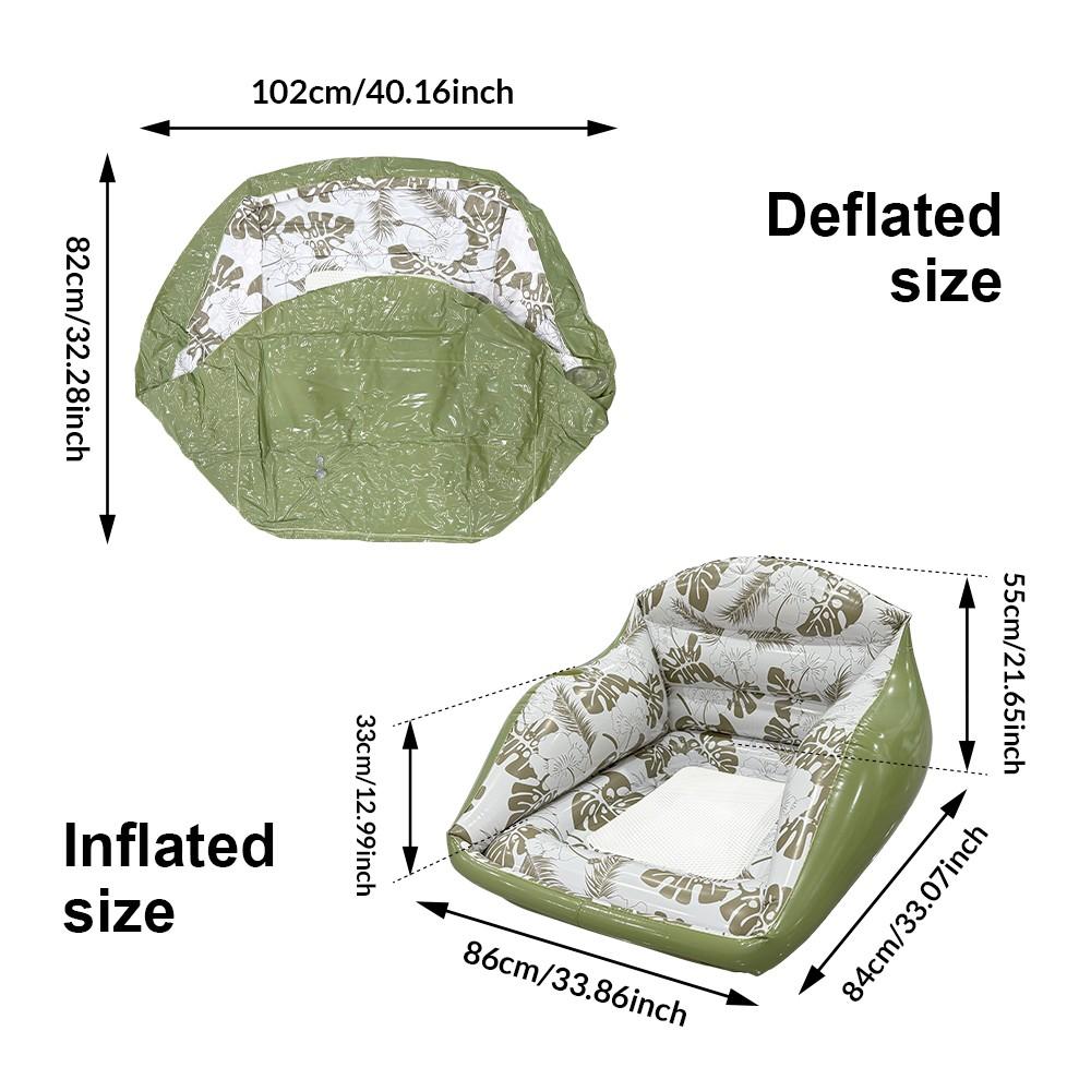 Tropical Adult Inflatable Water Sofa Float Pool with Cup Holder, Minimalist Design Pool Chair, 3-In-1 Inflatable Pool Toy, Outdoor Use