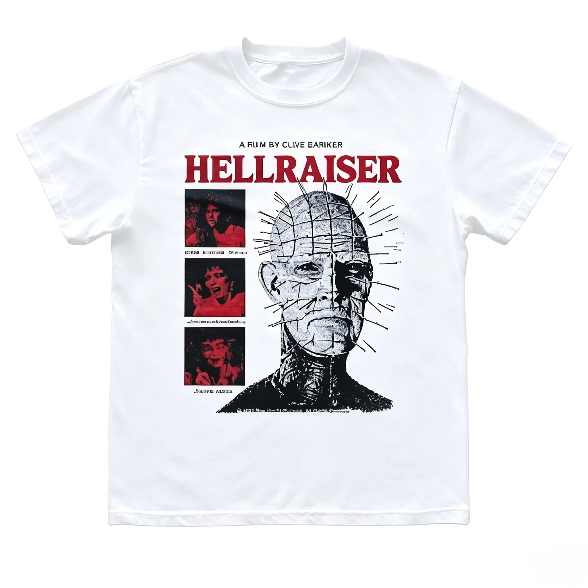 Gildan Unisex Vintage Hellraiser Pinhead Graphic T-Shirt, Retro 80s Gothic Bootleg Film Tee, Clive Barker Horror Cenobite Cult Classic Movie Shirt, Horror Fan Gift Unisex Casual Top Vintage Graphic Shirt Retro Cult Horror Gothic Streetwear Movie Tee
