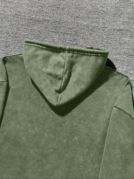 UFO and Western Cowboy Men's Street Retro Style Washed Hooded Sweatshirt Fashion Trend Casual Hoodies