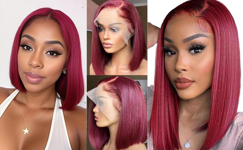 Hermsile Straight Bob Wigs Human Hair Wigs For Black Women 13x4 Straight Lace Front Wigs Human Hair Lace Front Wigs Pre Plucked HD Lace Frontal Wigs 180% Density Short Bob Wigs Natural Color 10 inch