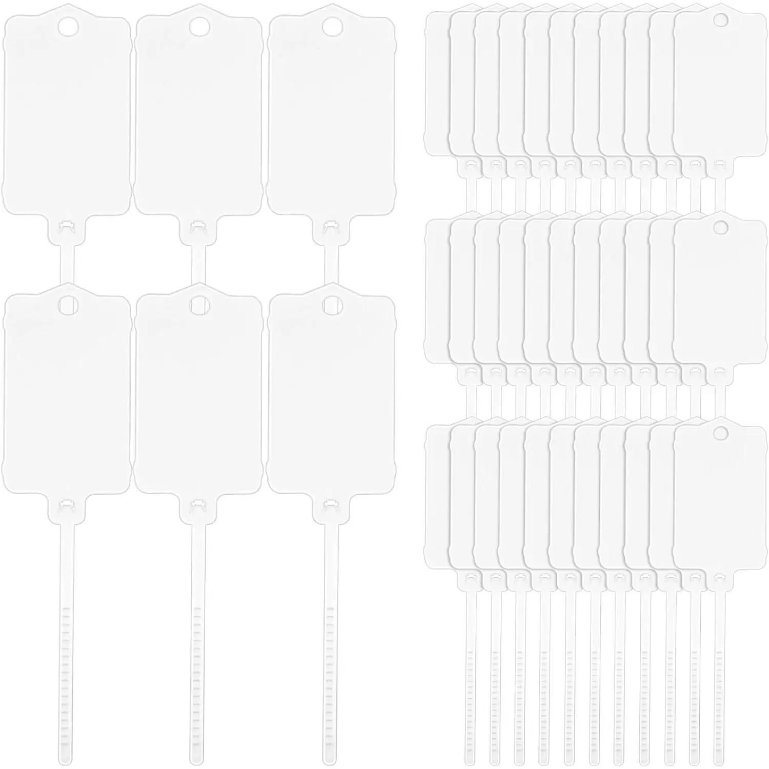 100 PCS Plastic Shipping Tags, 1.46" x 2.48", Waterproof Labels Writable Hanging Tag with Sealing Strap, Shipping Cable Tie Label Tags for Keys Luggage Logistic Inventory Retail (White)
