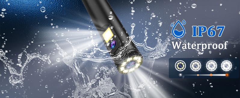 Dual-Lens Endoscope with Light, Endoscope Camera with Light with 4.3" IPS Screen,1920P HD with 8 LED Lights,16.4ft Semi-Rigid Cable and Back LED Light,IP67 Waterproof Endoscope Cool Gadgets for Men