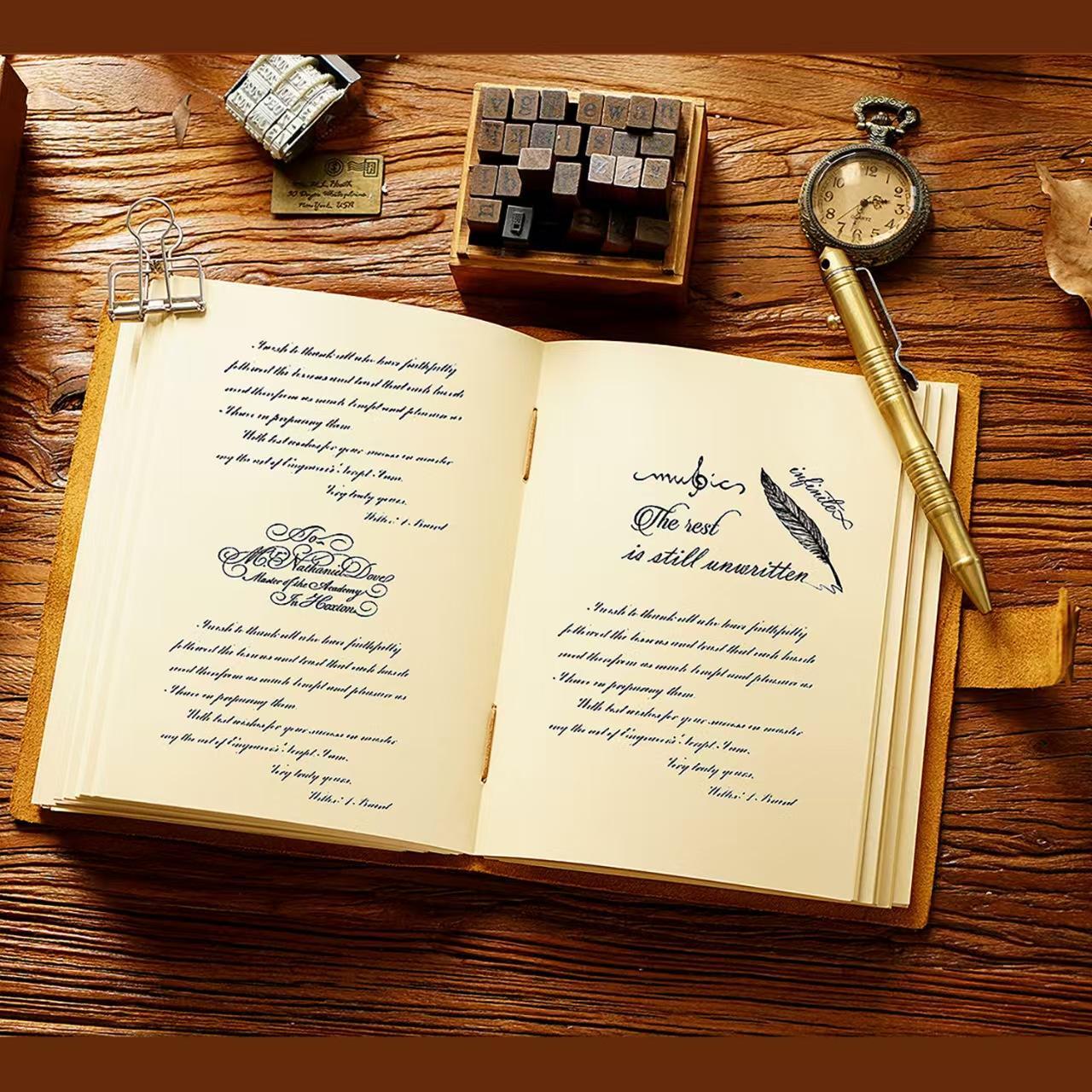 Premium Vintage Leather Journal Notebook, Handmade Craftsmanship, Retro Letter Diary Style, Storytelling Design, Perfect for Writing