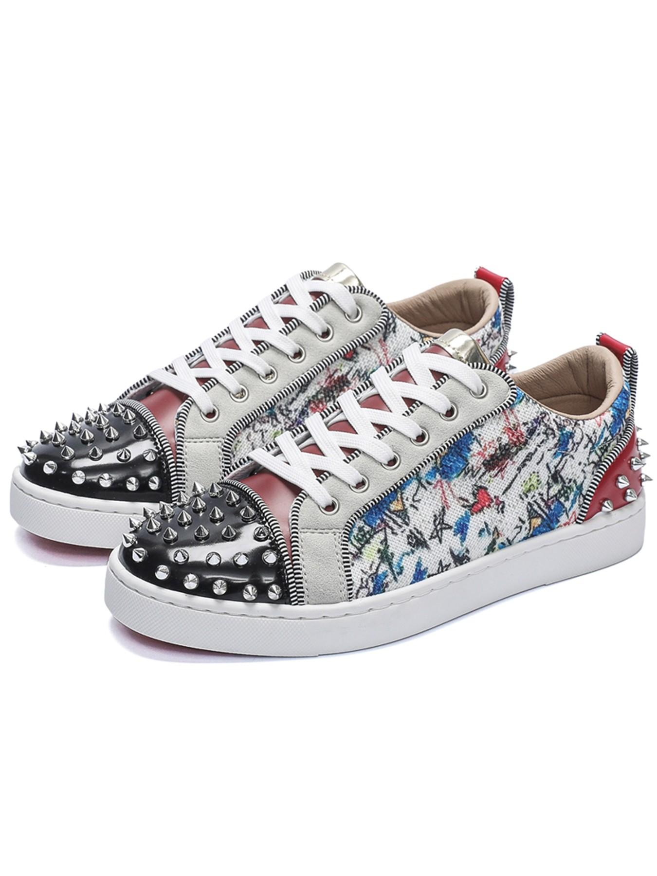 Men's Fashion Outdoor Urban Casual Shoes, Rivet Board Sneakers, All-Season Plain Design, PU Leather, Rubber Sole, Versatile Party Wear