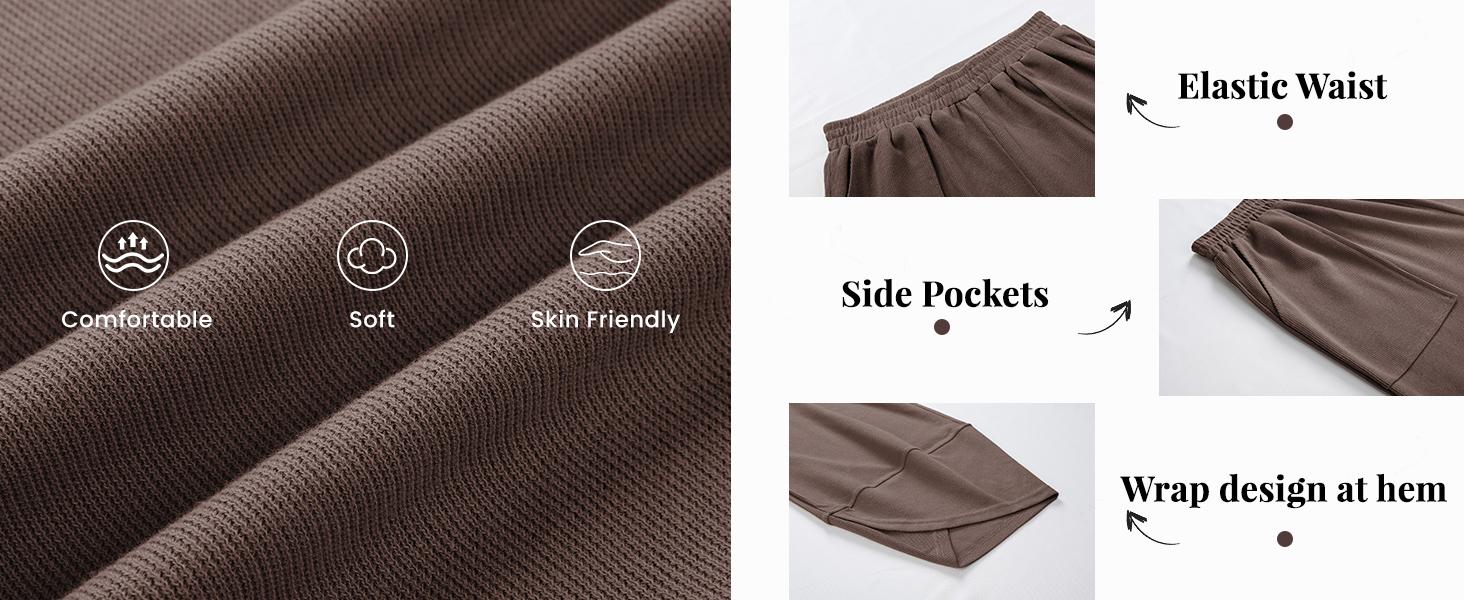 SCUSTY Womens Baggy Wide Leg Pants Casual Loose Elastic Waisted Palazzo Harem Pants with Pockets