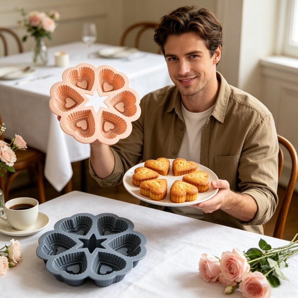 1PCS Silicone Heart-Shaped Baking Mold, Non-Stick Cake Chocolate Cookie Mold, High-Temperature Resistant, Easy to Clean, Durable, Perfect Gift