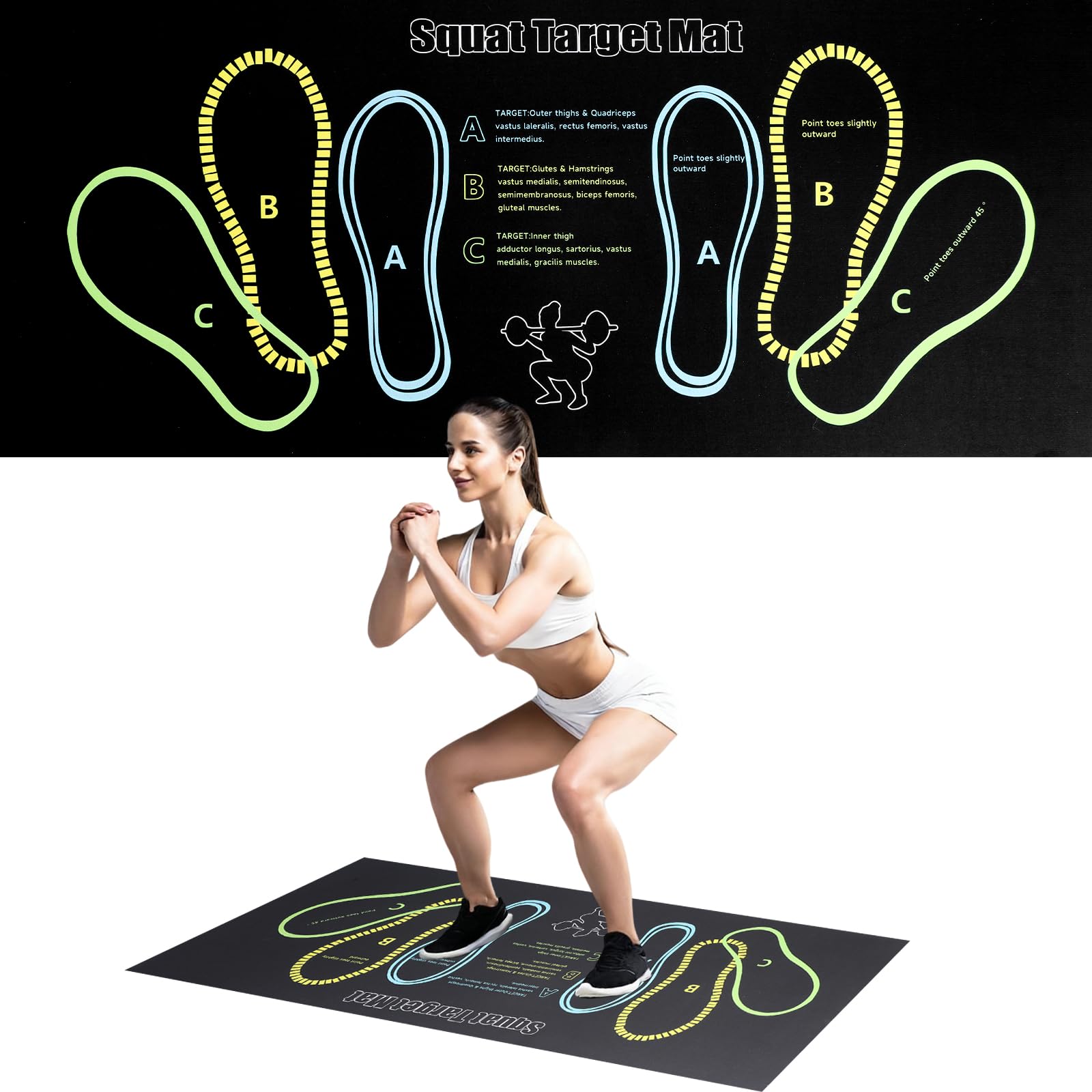 Squat Target Mat for Beginners, Non-slip Fitness Workout Mat with Foot Position Guide, Professional Deep Squat Auxiliary Practice Pad, Soundproof and Dirt-resistant Indoor Exercise Mat, Leg and Glute Training Equipment for Home Gym Squat Target Mat for Beginners, Non-slip Fitness Workout Mat with Foot Position Guide, Professional Deep Squat Auxiliary Practice Pad, Soundproof and Dirt-resistant Indoor Exercise Mat, Leg and Glute Training Equipment for Home Gym