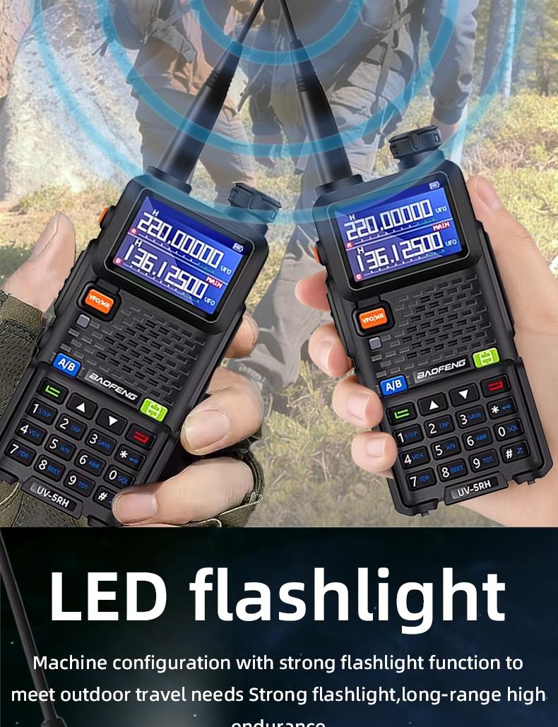 UV-5RH dual band bidirectional wireless intercom 15W high-power multi band 999CH transceiver wireless replacement frequency portable handheld intercom suitable for outdoor camping exploration and convoy tourism transportation essential equipment